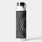抽象的な黒と白のパターンの水筒 ウォーターボトル (正面)