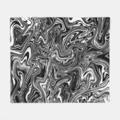 抽象的な黒と白の流体マーブル フリースブランケット (正面(横))