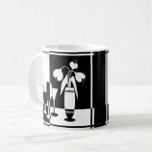抽象的な黒と白の花 花瓶 ワイングラス モノクロ コーヒーマグカップ (正面左)