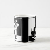 抽象的な黒と白の花 花瓶 ワイングラス モノクロ コーヒーマグカップ (中央)