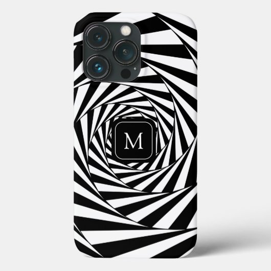 抽象的な黒と白の螺旋アートのモノグラム Case-Mate iPhoneケース (裏面)
