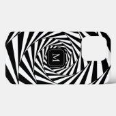 抽象的な黒と白の螺旋アートのモノグラム Case-Mate iPhoneケース (裏面 (横))