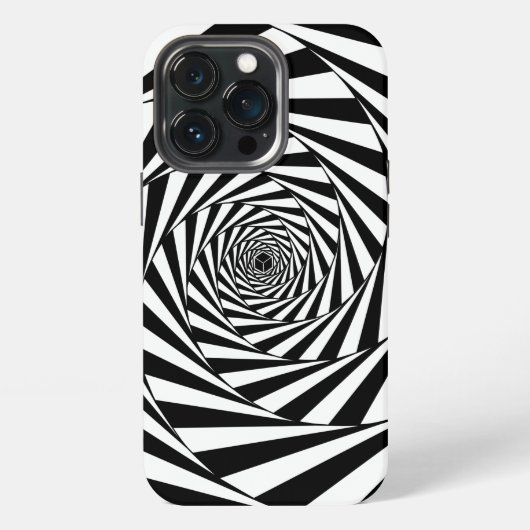 抽象的な黒と白の螺旋アート iPhoneケース (裏面)