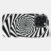 抽象的な黒と白の螺旋アート iPhoneケース (裏面横)