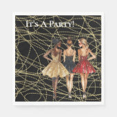 抽象的な黒と金のパーティーの女性たち ドレスを着て スタンダードランチョンナプキン (正面)