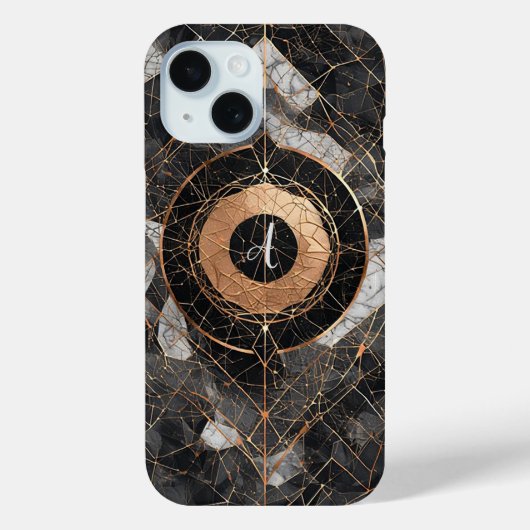 抽象的な黒と金の装飾的な幾何学模様 Case-Mate iPhoneケース (裏面)