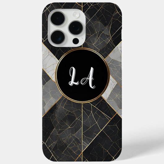 抽象的な黒と金の装飾的な幾何学模様 Case-Mate iPhoneケース (裏面)