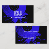 抽象的な黒と青のディスクDJミュージックプロデューサー 名刺 (正面/裏面)