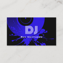 抽象的な黒と青のディスクDJミュージックプロデューサー 名刺