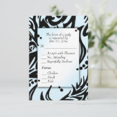 抽象的な黒と青の部族的なデザインのメニュー RSVP (スタンド正面)