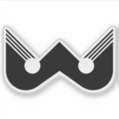 抽象的な黒の幾何学模様のW文字 シール (正面)