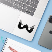 抽象的な黒の幾何学模様のW文字 シール (ノートパソコンとiPhone)