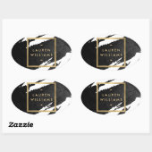 抽象的な黒の筆跡 楕円形シール (シート)