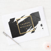 抽象的な黒の筆跡 長方形シール (封筒)