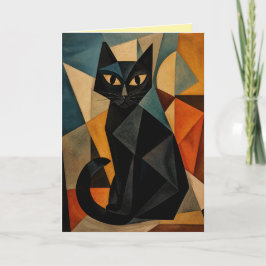 抽象的な黒猫のグリーティングカード シーズンカード