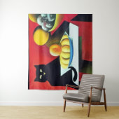 抽象的な黒猫 タペストリー (インサイチュ)