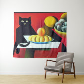 抽象的な黒猫 タペストリー (インサイチュ(横))