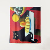 抽象的な黒猫 タペストリー (正面)