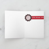 抽象的な黒、白、赤の水玉模様のポインセチア シーズンカード (内部)