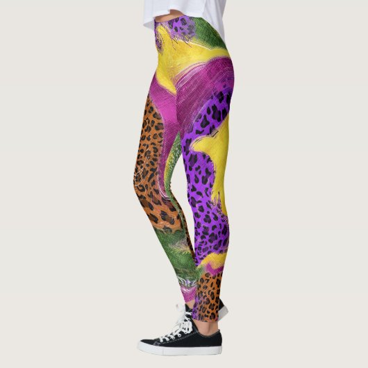 抽象的なleggins、ヒョウのleggins レギンス (左)