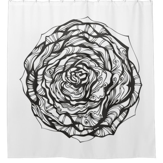 抽象的なOrnamentalは上がりました シャワーカーテン (正面)