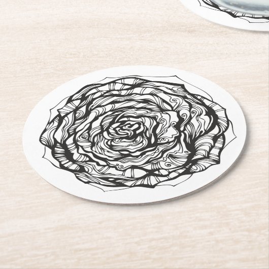 抽象的なOrnamentalは上がりました ラウンドペーパーコースター (アングル)