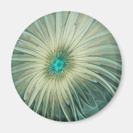抽象的なsage greenの幻想的な花のフラクタルアート マグネット