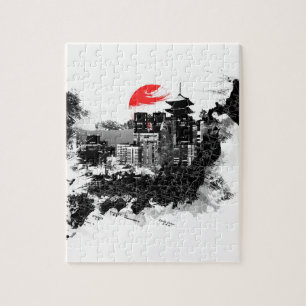 抽象的なshinjuku日本東京 ジグソーパズル