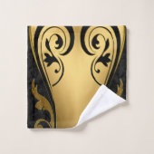 抽象的の金ゴールド、シルバー、大理石テクスチャ バスタオルセット (ウォッシュタオル)