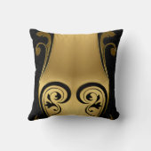 抽象的はブラック&ホワイトで金ゴールドアクセントを搭載 クッション (裏面)