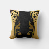 抽象的はブラック&ホワイトで金ゴールドアクセントを搭載 クッション (正面)