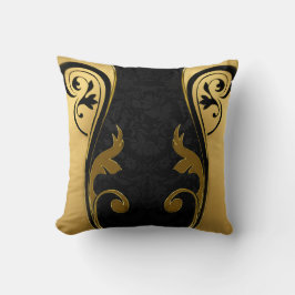 抽象的はブラック&ホワイトで金ゴールドアクセントを搭載 クッション