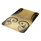 抽象的はブラック&ホワイトで金ゴールドアクセントを搭載 バスマット (アングル)