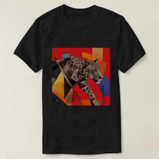 抽象的ヒョウ柄幾何学アートTシャツ Tシャツ (デザイン正面)