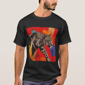 抽象的ヒョウ柄幾何学アートTシャツ Tシャツ