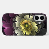 抽象的モダン パープルカーキグレー フラクタルフラワー Case-Mate iPhoneケース (裏面 (横))