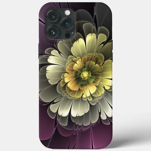 抽象的モダン パープルカーキグレー フラクタルフラワー Case-Mate iPhoneケース (裏面)
