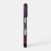 抽象的モダン パープルカーキグレー フラクタルフラワー iPhone 16ケース (右側面)
