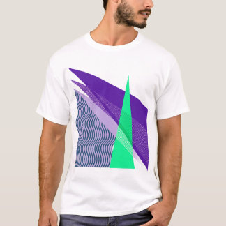抽象的レトロモダン幾何学模様 紫と Tシャツ