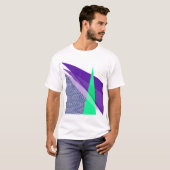 抽象的レトロモダン幾何学模様 紫と Tシャツ (正面フル)