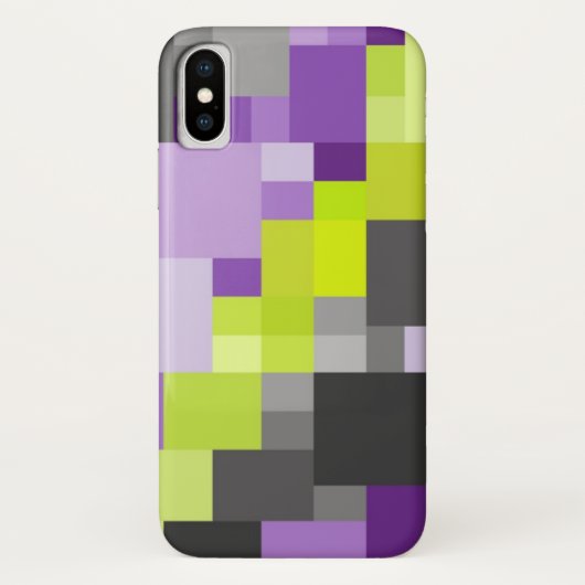 抽象的幾何学模様 パープル グリーン グレー Case-Mate iPhoneケース (裏面)