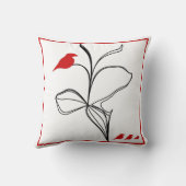 抽象的概念の黒の花の神秘的で赤い鳥 クッション (裏面)