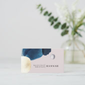 抽象的水彩ブラシ ゴールドネービーブルー 名刺 (スタンド正面)