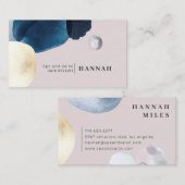 抽象的水彩ブラシ ゴールドネービーブルー 名刺 (正面/裏面)