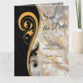 抽象的金ゴールドオンブラック&ミックスマーブル質感 カード (正面)