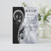 抽象的金ゴールドオンブラック&ミックスマーブル質感 出欠カード (スタンド正面)