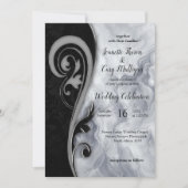 抽象的金ゴールドオンブラック&ミックスマーブル質感 招待状 (正面)