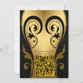 抽象的金ゴールドオンブラック&ミックスマーブル質感 招待状 (裏面)