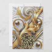 抽象的金ゴールドオンブラック&ミックスマーブル質感 招待状 (裏面)