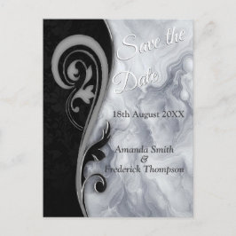 抽象的金ゴールドオンブラック&ミックスマーブル質感 案内ポストカード